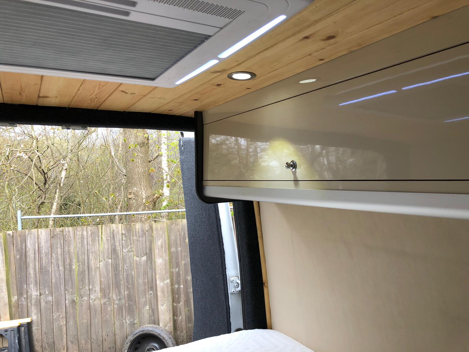 Sprinter Bedroom overhead bespoke storage unit 2021